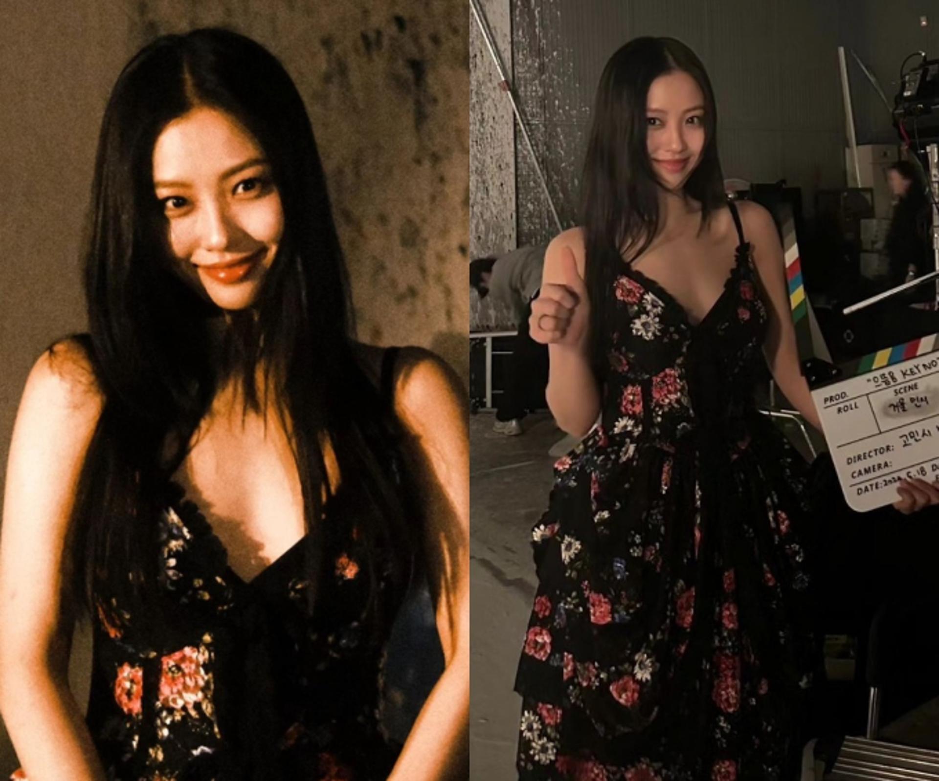 고민시, 매혹적인 블랙 캐미솔 드레스 자태