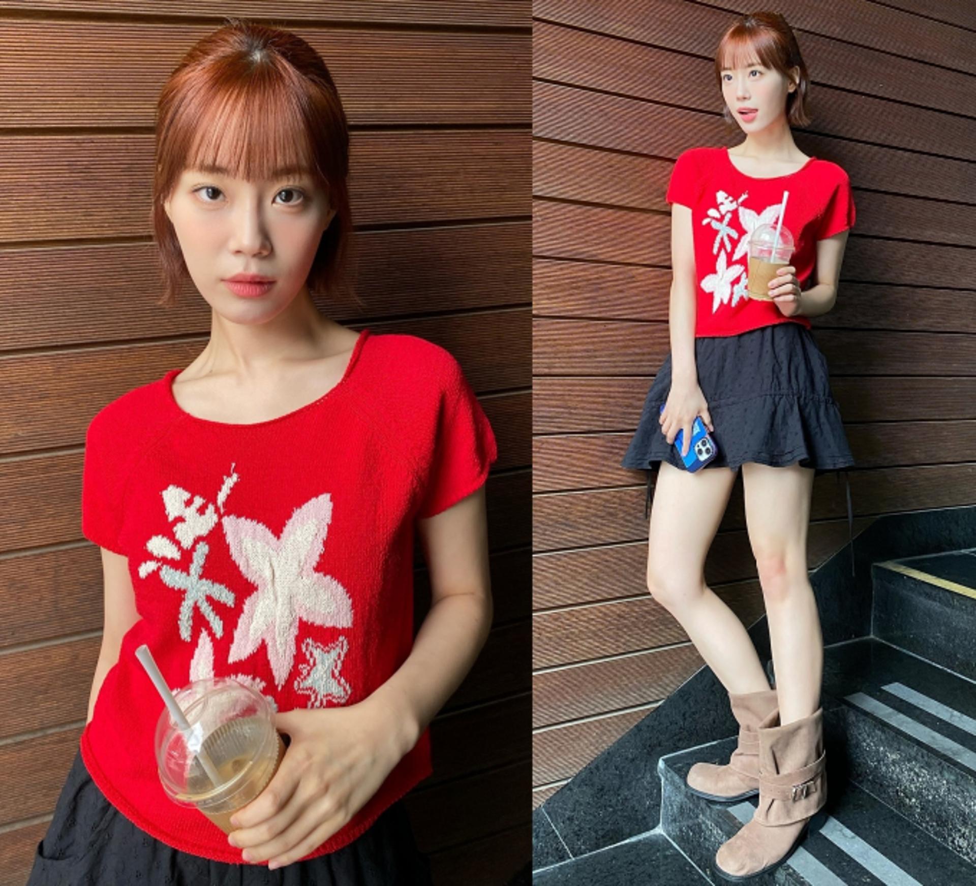 허영지, 상큼한 레드 포인트 빈티지룩