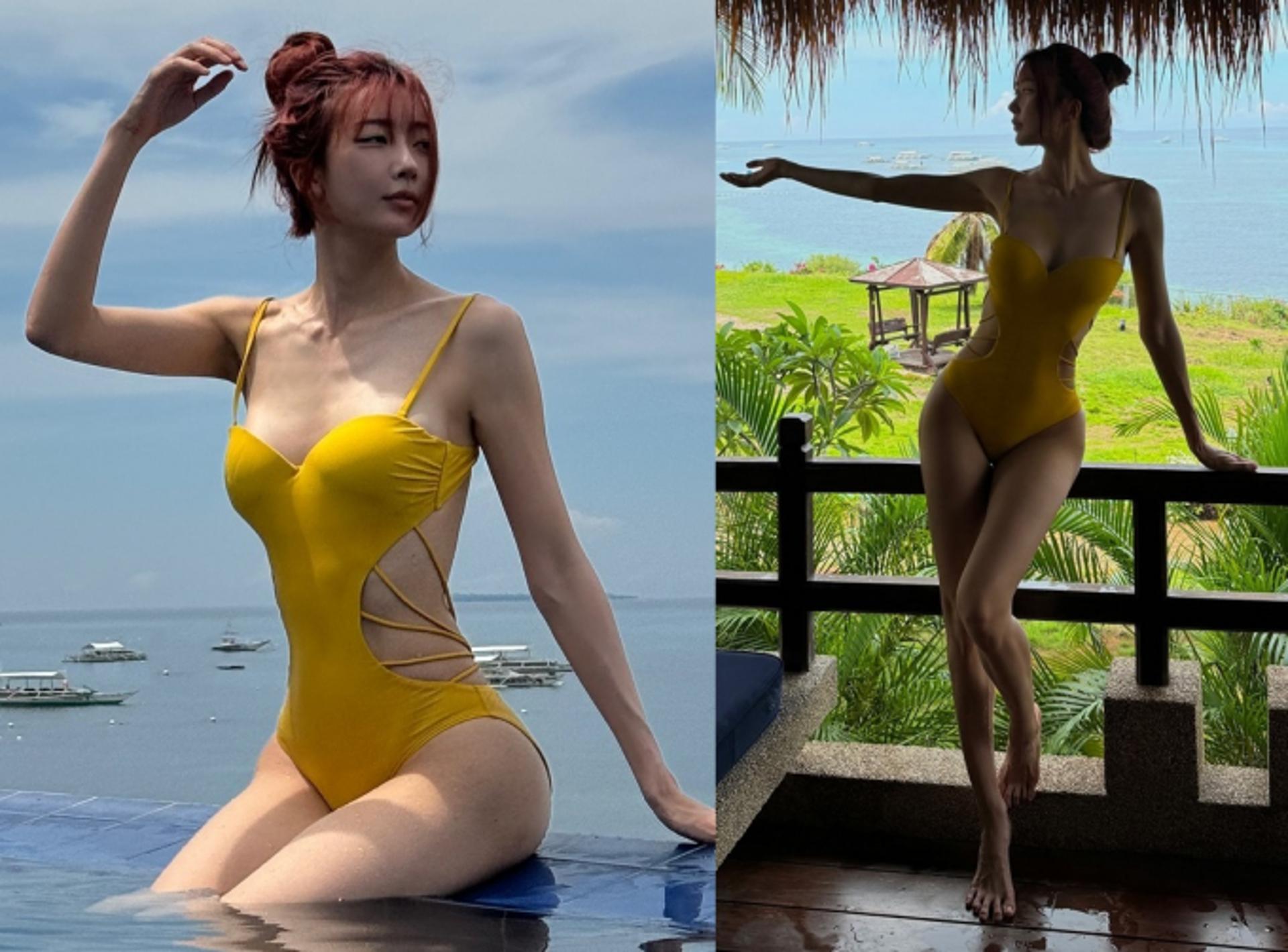 달수빈, 빨간 머리+노란 수영복 자태…비현실적인 비주얼