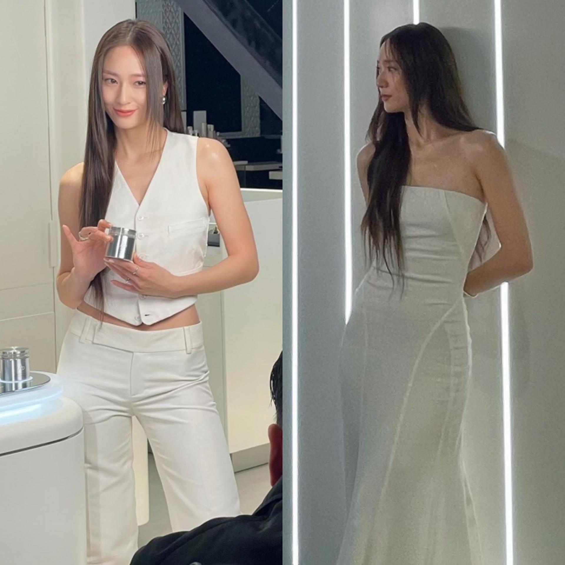 정수정, 시크한 화이트 슈트 VS 우아한 화이트 드레스