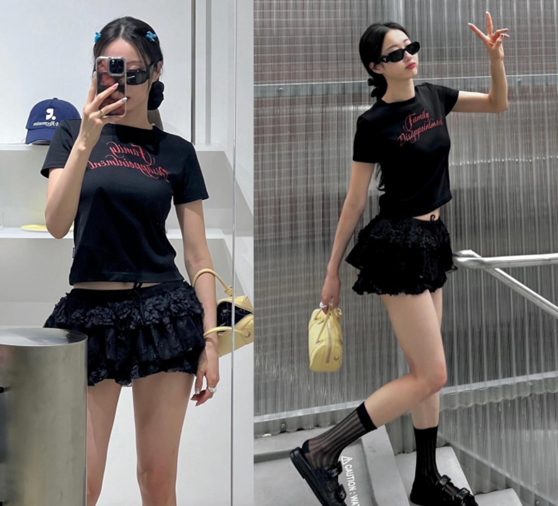 경리, 캉캉 스커트로 완성한 걸코어 룩