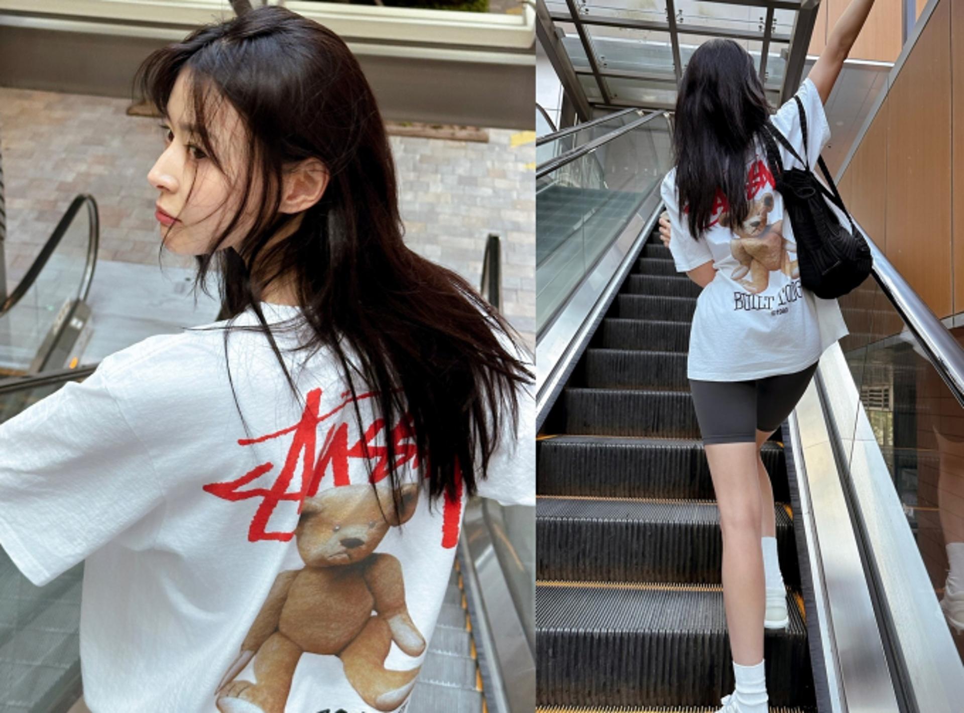 권나라, 바이커 쇼츠 입고 뽐낸 매력적인 뒤태