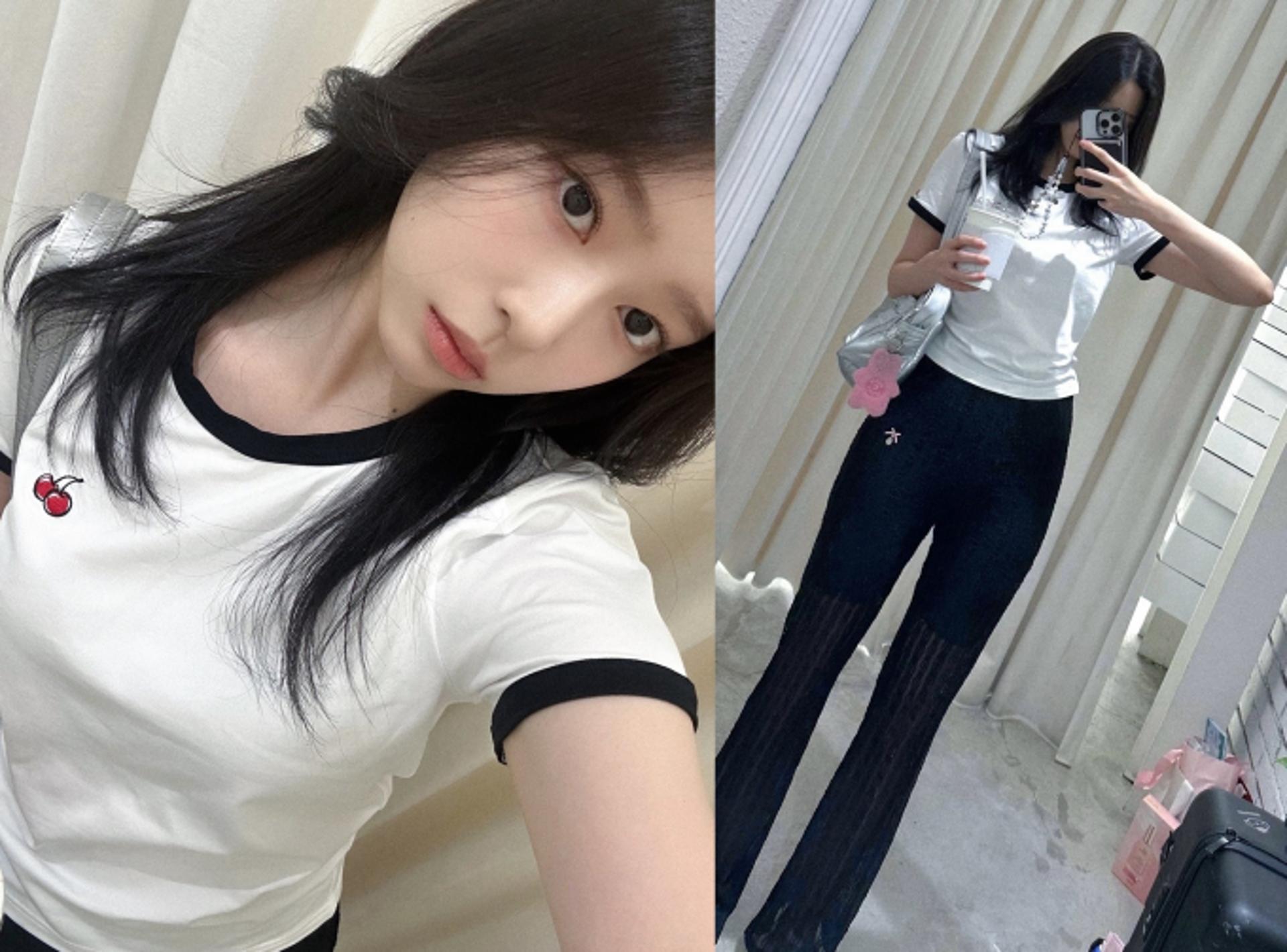 "다리 길이 실화?"…김민주, 쿨&걸리시 데일리룩