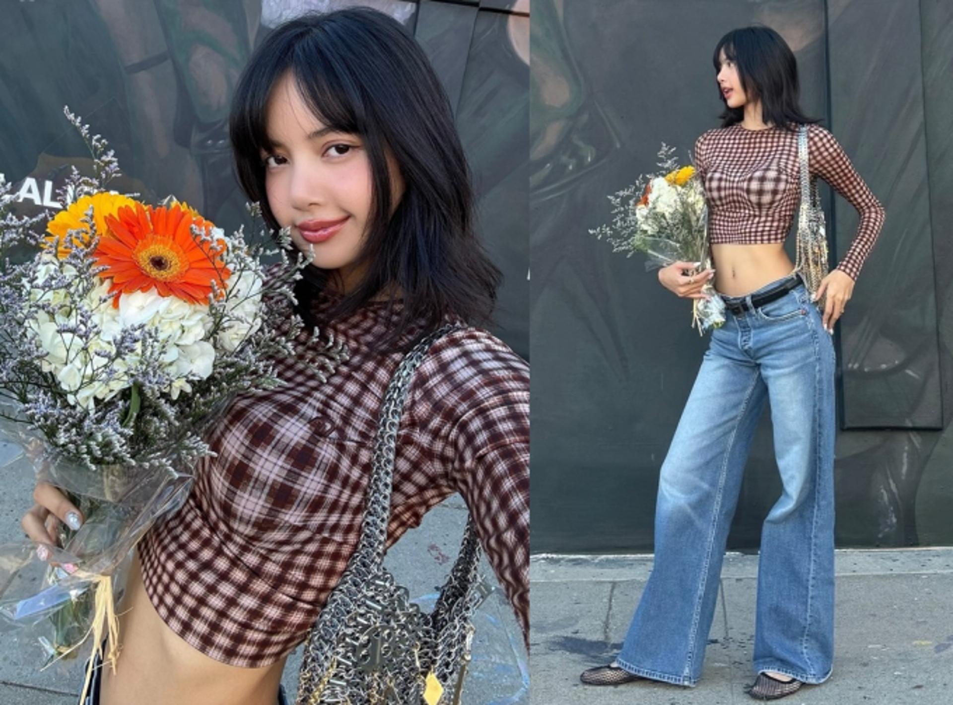 블랙핑크 리사, 볼륨감 강조하는 착시 티셔츠 패션