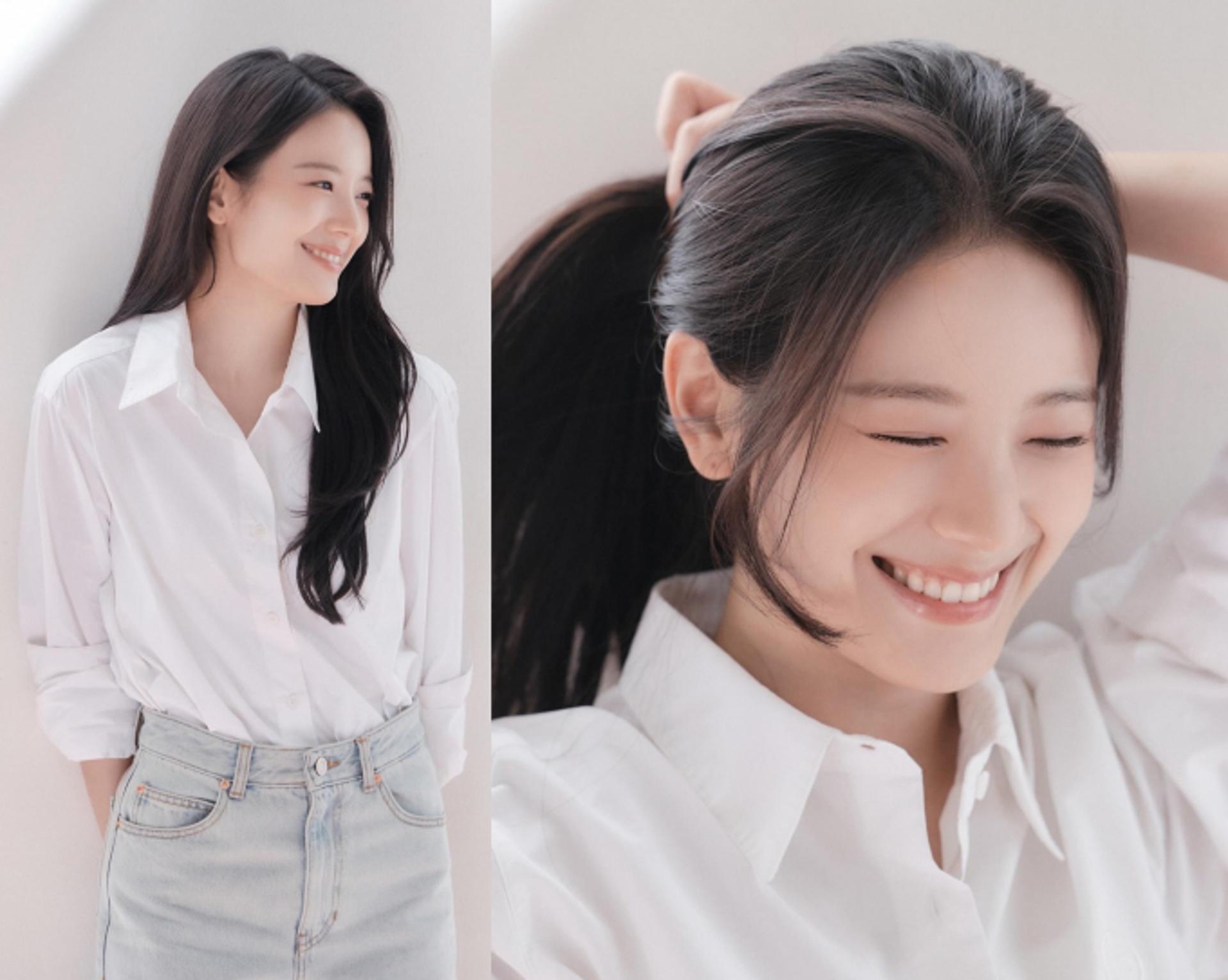 장규리, 흰 셔츠에 청바지 입고 연한 화장…청초한 분위기