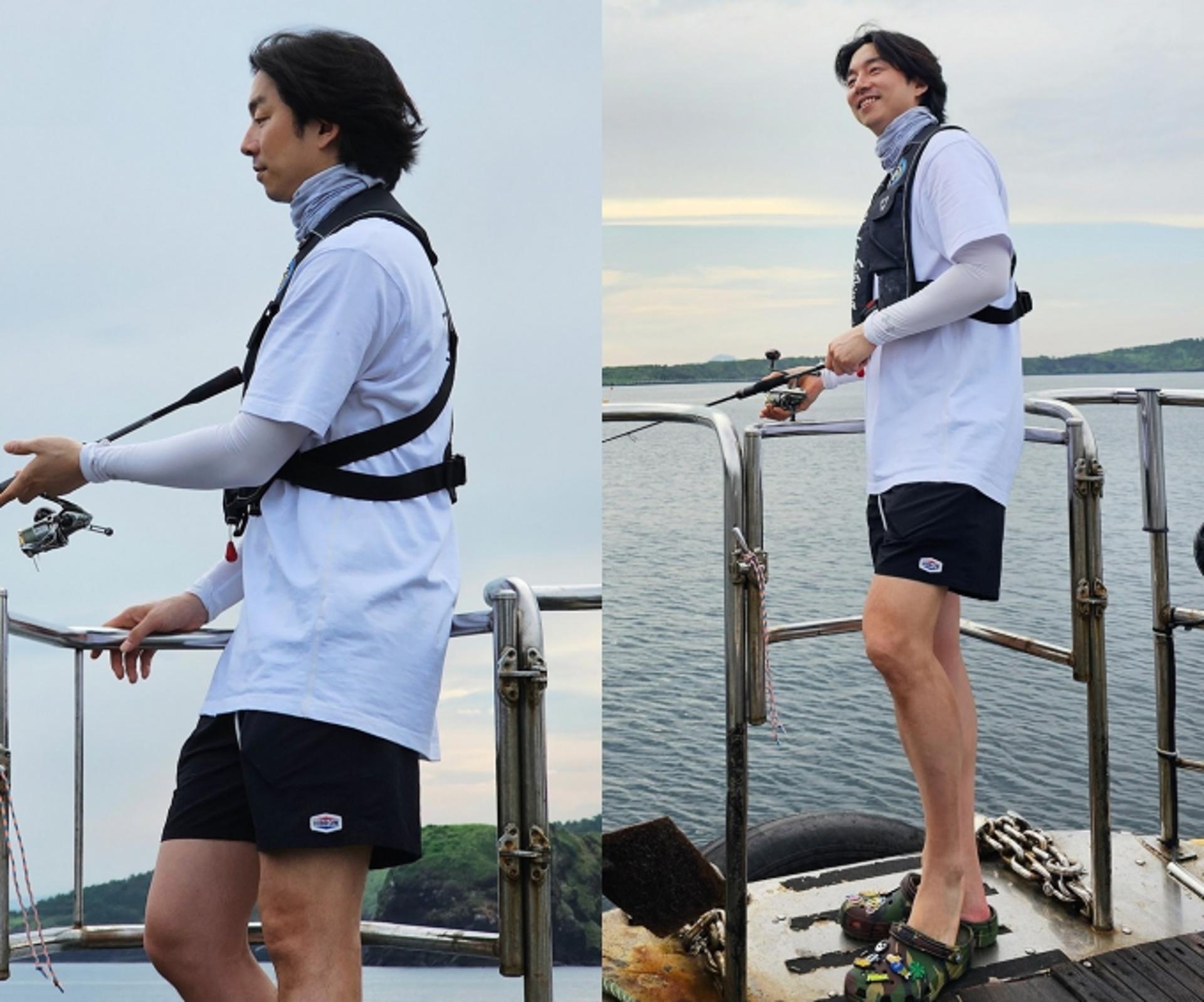 공유, 바다 낚시 삼매경...낚시할 때 패션은?