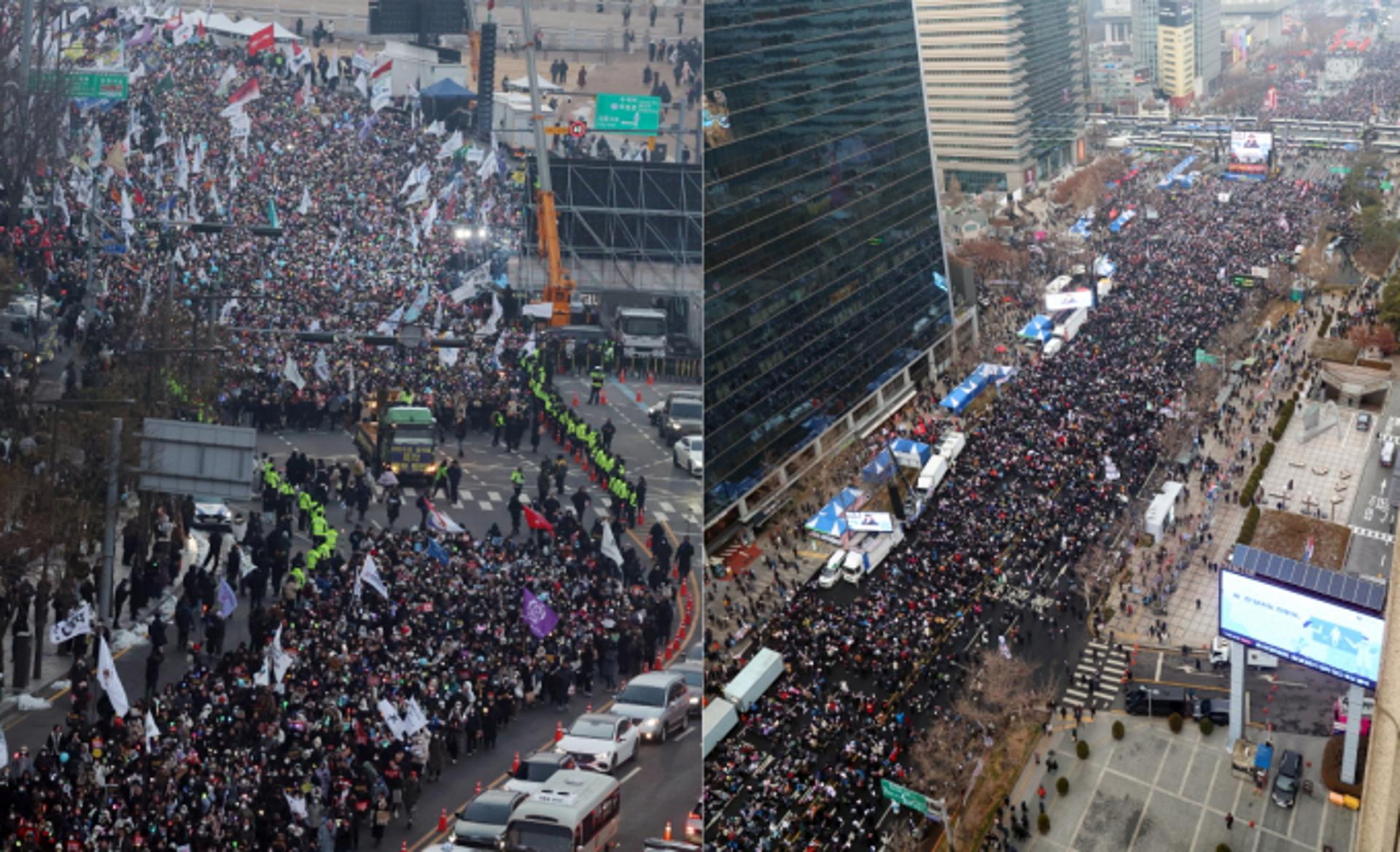 반으로 쪼개진 광화문…'윤석열 체포' vs '이재명 구속'