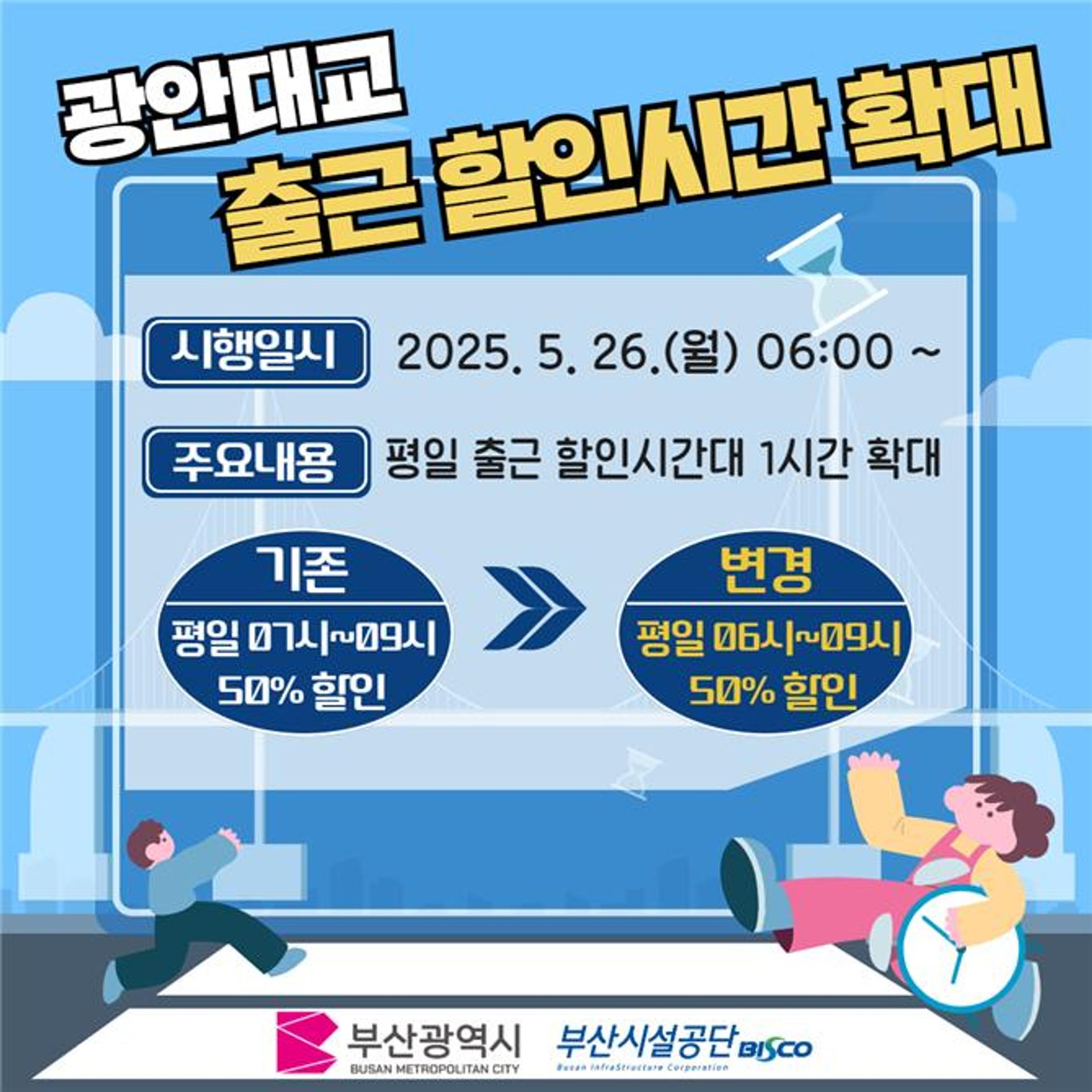 [오늘 부산] 광안대교 출근통행료 할인 1시간 확대