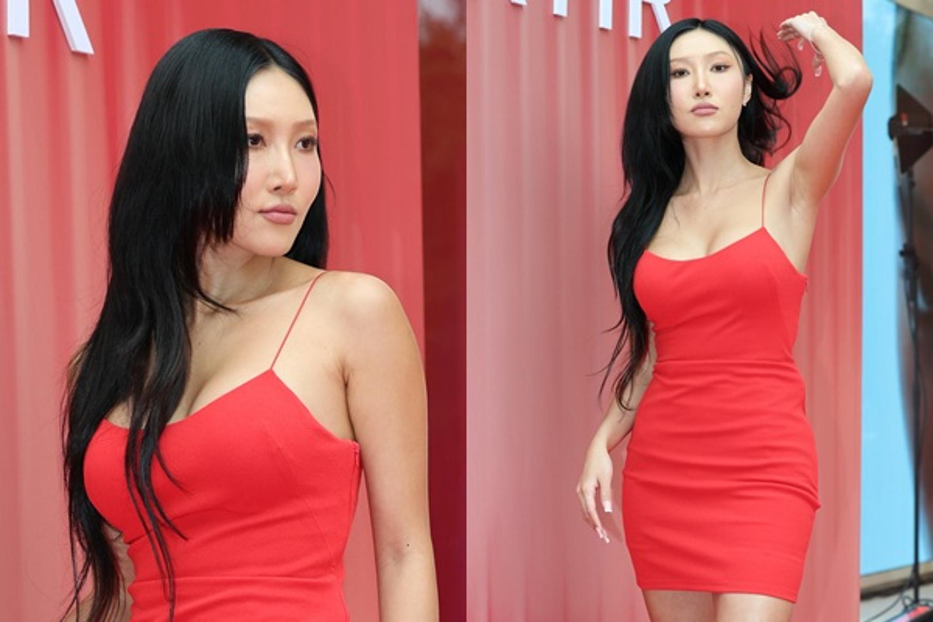 "레드빛 유혹"… 화사, 볼륨감+굴곡진 라인 '핫하다 핫해'