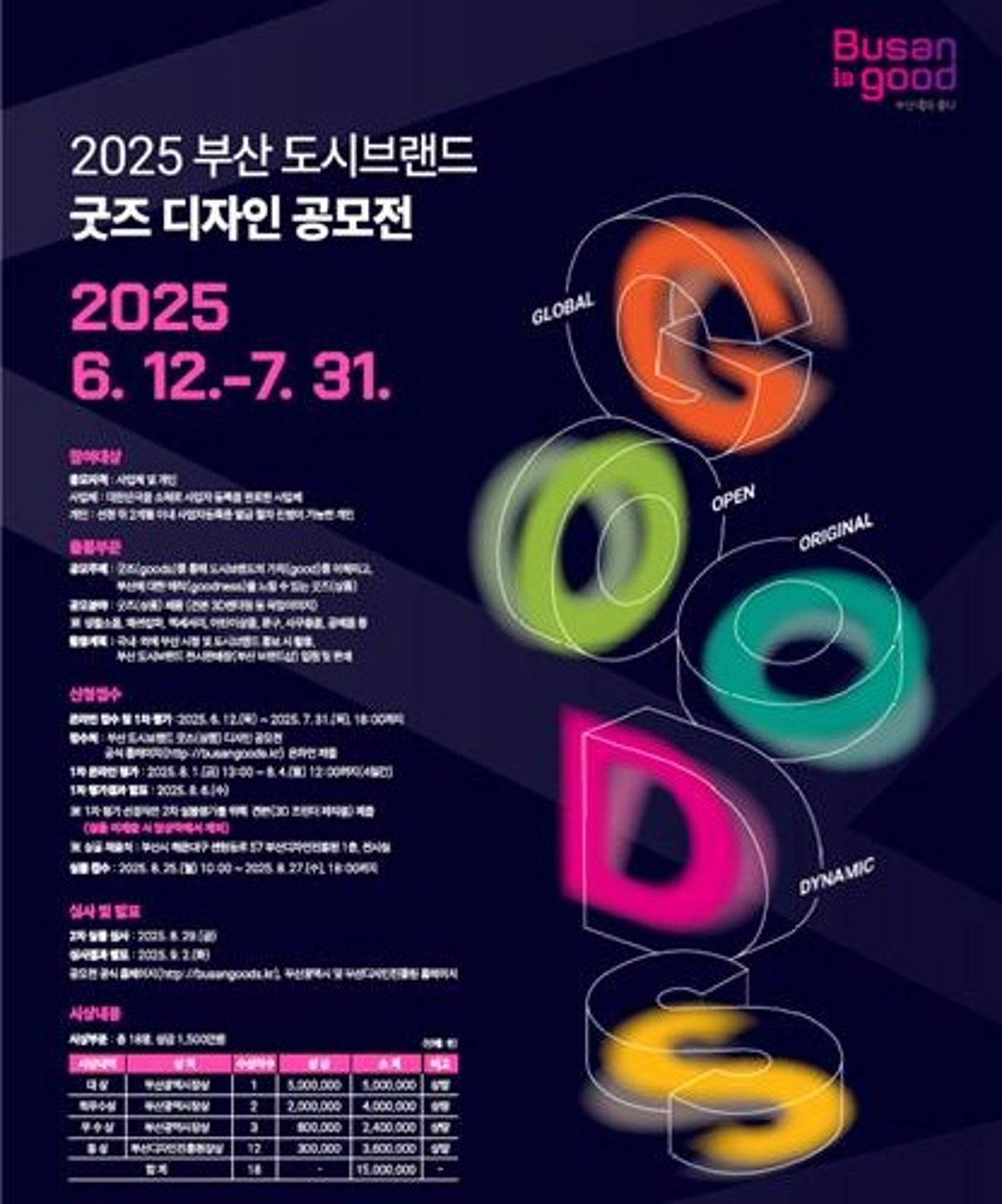 "부산의 정체성 표현할 창의적인 굿즈 디자인을 찾습니다"