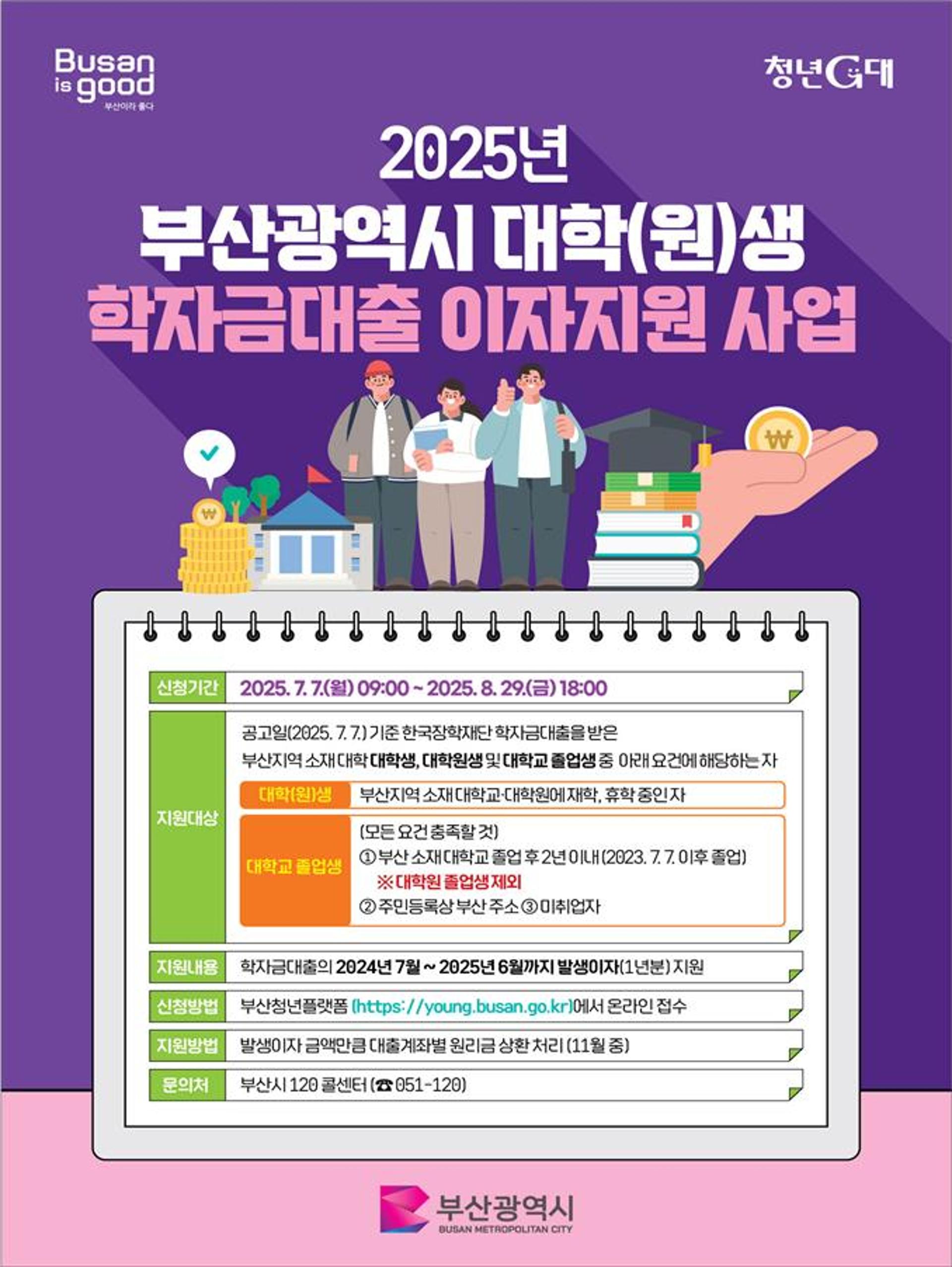 [오늘 부산] "대학생 학자금대출 이자지원 내달말까지 신청하세요"