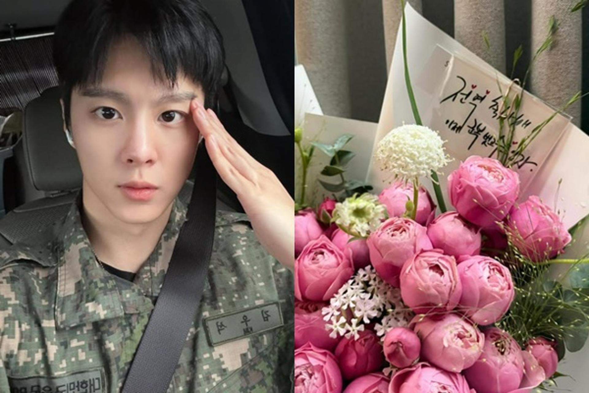 김우석, 군악대 만기 전역…♥ 강나언 '곰신'도 끝