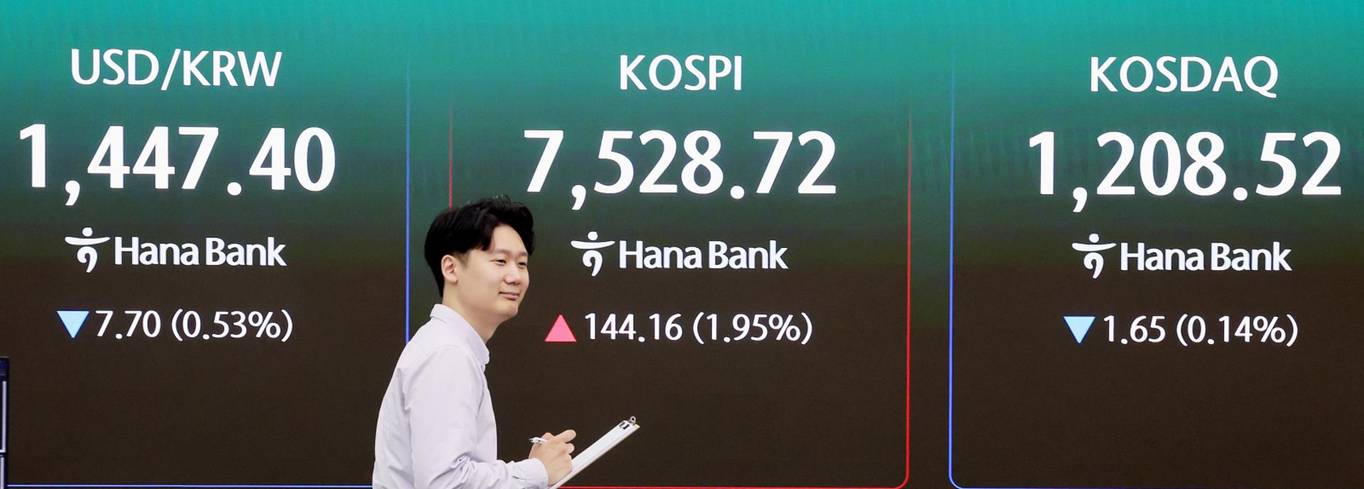 코스피, 7500 돌파 뒤 7380선서 숨고르기…외인·기관 1조원 매도