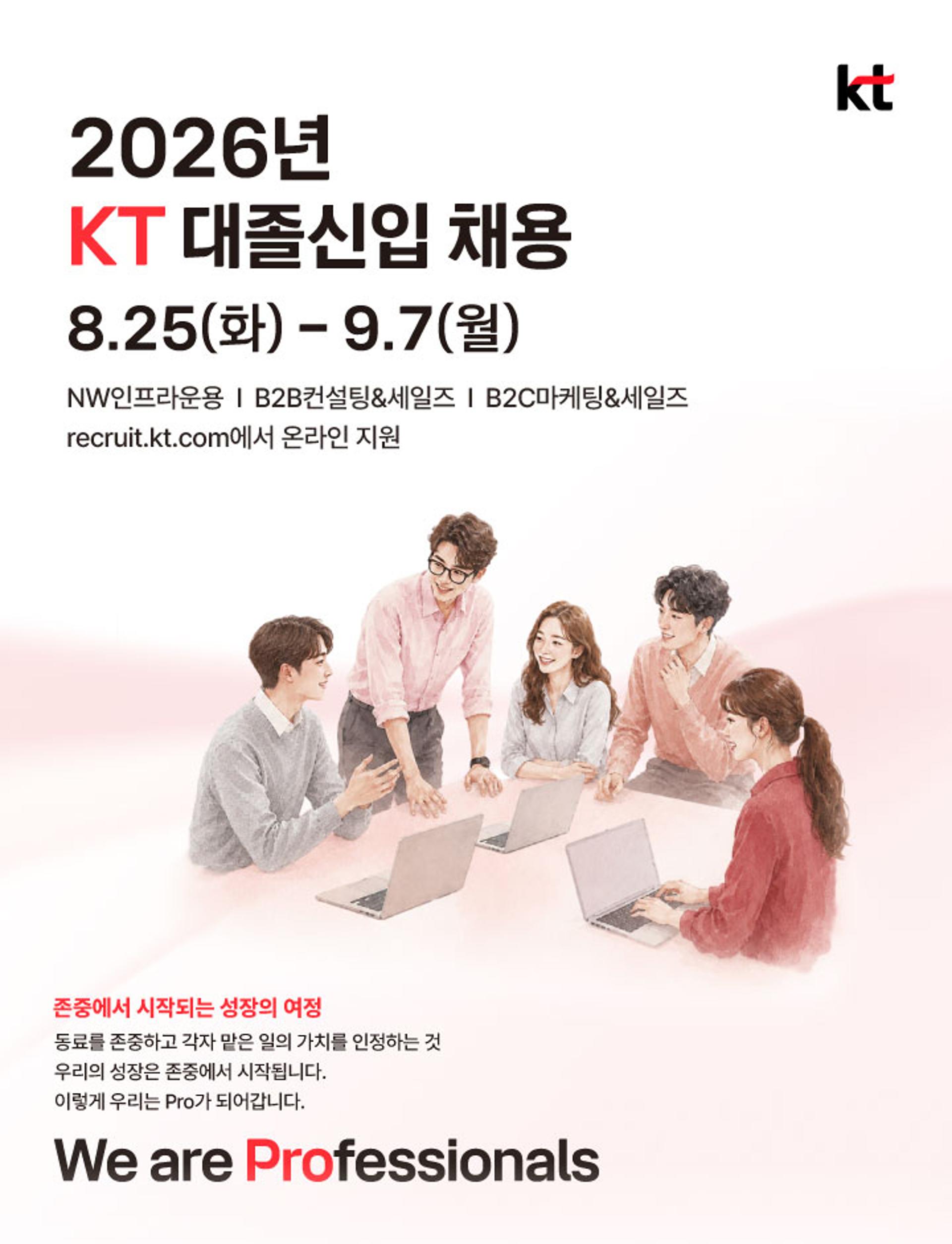 KT, 140명 규모 대졸 신입 채용