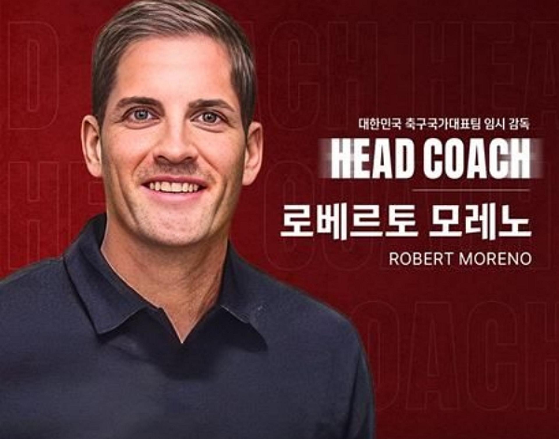 한국 축구 임시사령탑, '스페인 출신' 모레노 선임…A매치 6경기 지휘