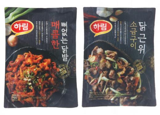 ▲ 하림 매콤한 뼈없는 닭발(300g, 7천원대) / 하림 소금구이 닭 근위(209g, 4천원대) (제공=하림) @머니S MNB, 식품 유통 · 프랜차이즈 외식 & 창업의 모든 것