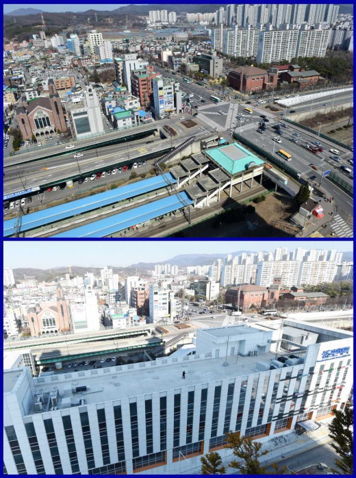 ▲ 성균관대역사 개통 전후 모습. / 사진제공=수원시