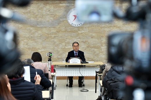 ▲ 이재정 경기도교육감이 9일 교육청에서 열린 신년 간담회에서 발언을 하고 있다. / 사진제공=경기도교육청