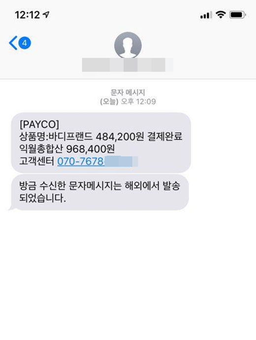 페이코 스팸문자./사진=독자 제공