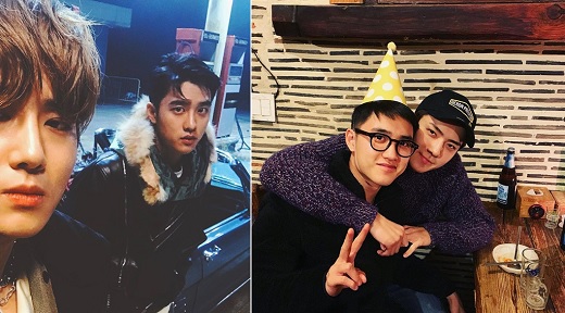 엑소 수호과 세훈이 멤버 도경수의 생일을 축하하는 사진을 게재했다. / 사진=수호(왼쪽), 세훈 인스타그램