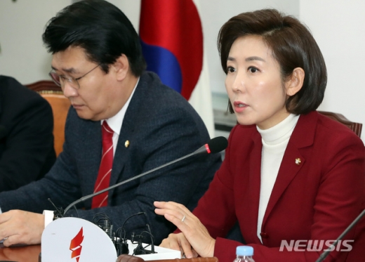 17일 오전 서울 영등포구 여의도 국회에서 열린 자유한국당 비상대책위원회의에서 나경원 원내대표가 발언하고 있다. /사진=뉴시스