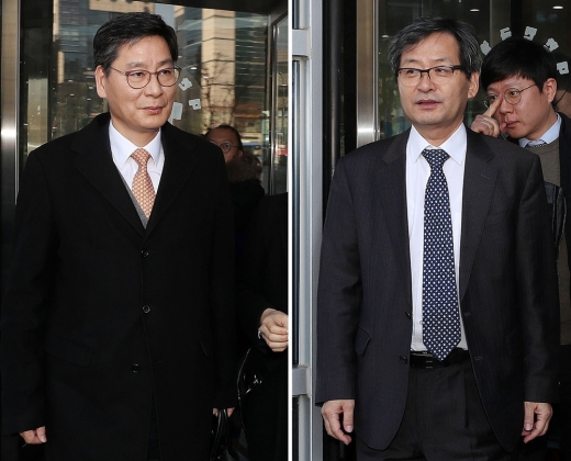 삼성바이오로직스 변호인단 김의환 변호사(왼쪽)와 증권선물위원회 변호인단 김정호 변호사. /사진=뉴스1 DB