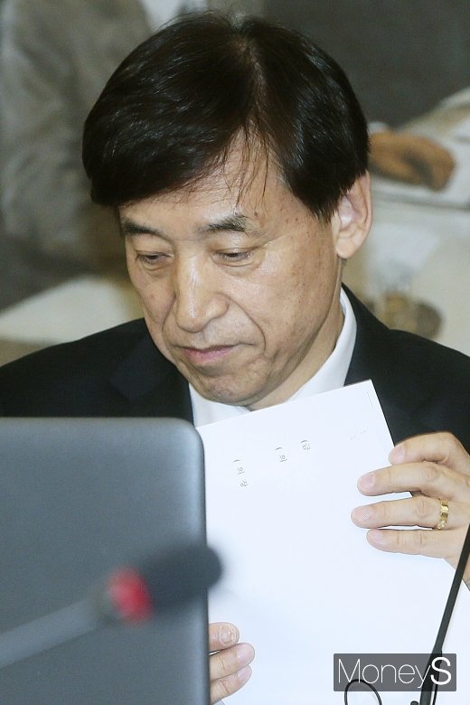 [머니S포토] 자료 정리하는 이주열 총재