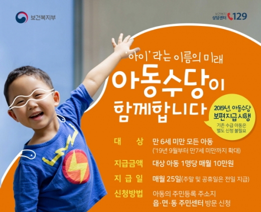 김해시는 소득하위 90%이하 가구를 대상으로 선별 지급했던 아동수당 제도가 이달부터 보편지급으로 변경된다. /사진=김해시
