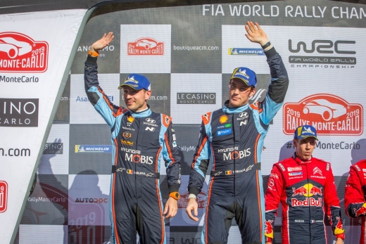 현대차 월드랠리팀, 2019 WRC 몬테 카를로 랠리서 제조사 부문 1위 달성. /사진=현대자동차
