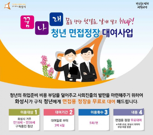▲ 화성시, '청년 면접정장 대여 사업' 안내 포스터. / 자료제공=화성시