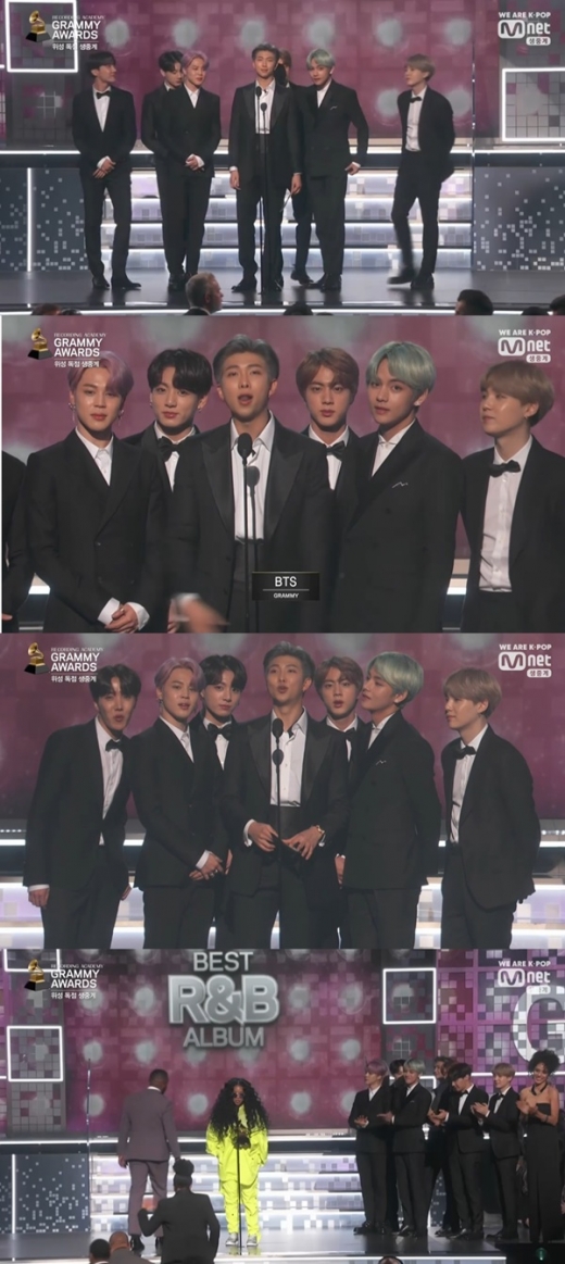 '2019 그래미 어워드' 방탄소년단. /사진=Mnet 방송화면 캡처