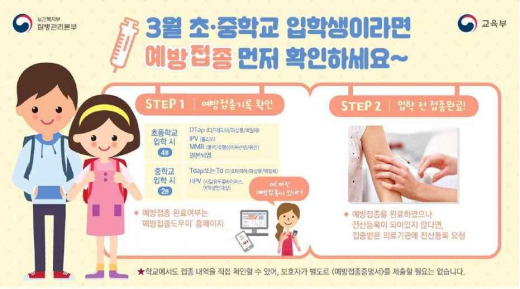고양시 “초·중학교입학생, 입학 전에 예방접종여부 확인하세요”