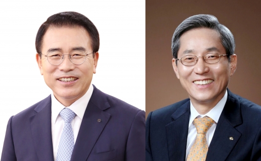 (왼쪽부터)조용병 신한금융지주 회장, 윤종규 KB금융지주 회장/사진=신한금융, KB금융