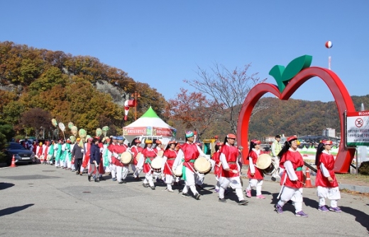 경상북도 최우수 축제로 선정된 청송사과축제 사과퍼레이드 모습. /사진=경상북도 제공.