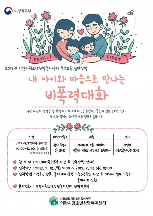▲ ‘내 아이와 마음으로 만나는 비폭력 대화’ 상담 프로그램 포스터. / 자료제공=의왕시