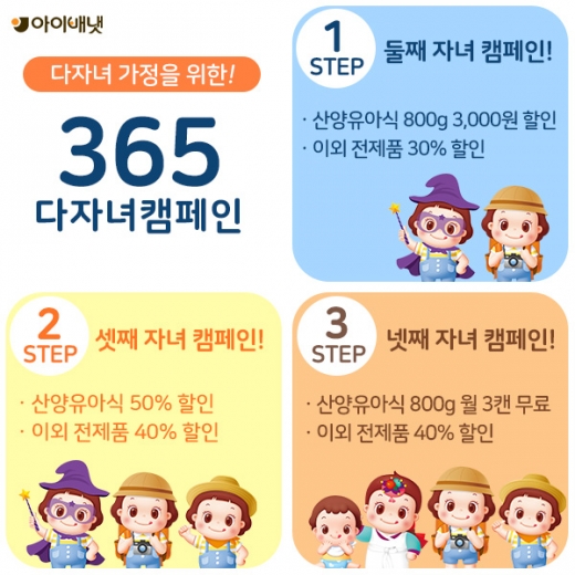 아이배냇, '다자녀 육아지원' 캠페인… 2자녀 이상 '최대 40% 할인'