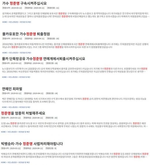 승리 정준영. 정준영 동영상. 정준영 몰카논란. /사진=청와대 국민청원 게시판