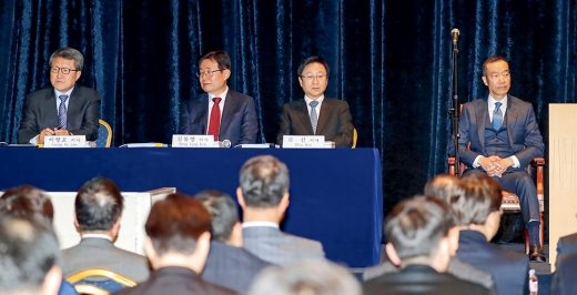 주주총회 참석한 삼성물산 사장단. /사진=뉴스1 구윤성 기자