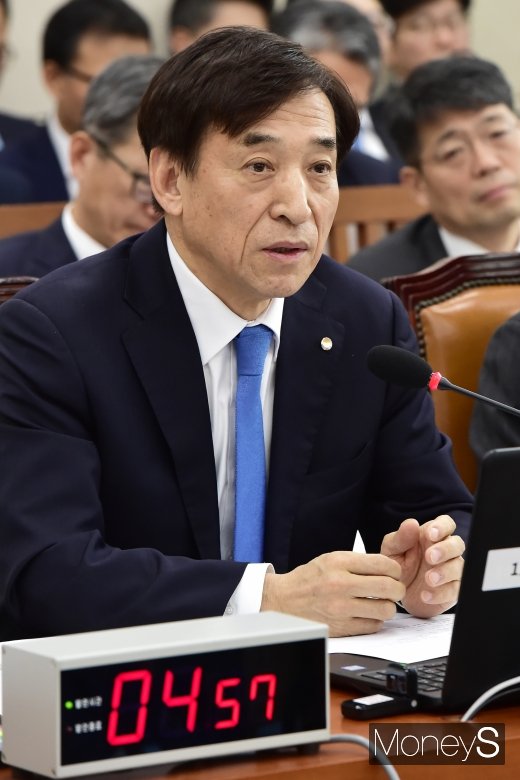 [머니S포토]  세계 경제 성장세 둔화 우려 표명한 이주열 한은 총재