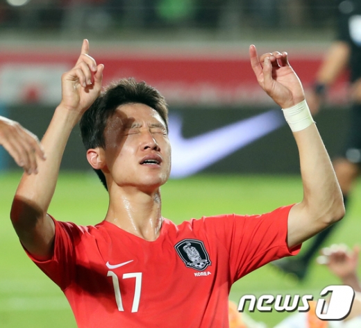 26일 오후 8시 서울 상암 월드컵경기장에서 열린 콜롬비아와 평가전에서 득점에 성공한 대한민국의 이재성. /사진=뉴스1