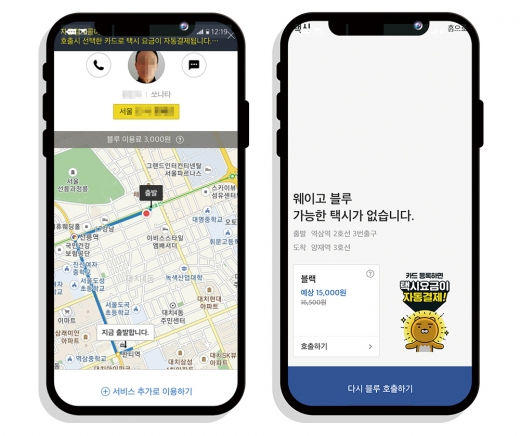 /사진=웨이고 블루 앱 화면 캡처