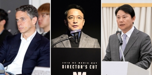 왼쪽부터 오웬 마호니 넥슨 일본법인 대표, 김택진 엔씨소프트 대표, 권영식 넷마블 대표. /사진=뉴스1, 엔씨소프트, 넷마블
