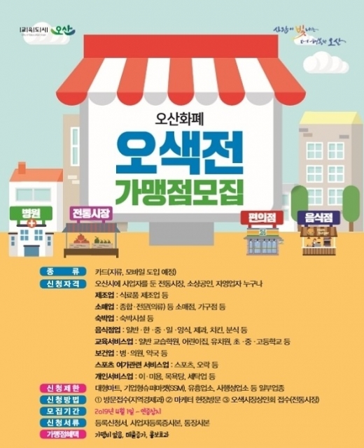 ▲ 오산화폐 ‘오색전’ 4월15일 출시 안내 홍보물. / 자료제공=오산시