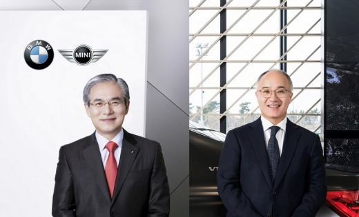 (왼쪽부터) 김효준 BMW그룹코리아 회장, 한상윤 BMW그룹코리아 신임 대표이사 사장. /사진=BMW그룹코리아