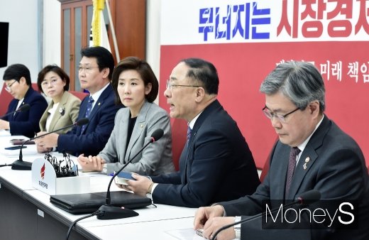 [머니S포토] 최저임금·탄력근로제 협조 당부하는 홍남기 장관