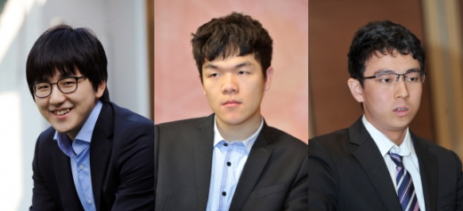 첫 한중일 용성전에 출전하는 김지석 9단, 커제 9단, 이치리키 8단(왼쪽부터). /사진=한국기원