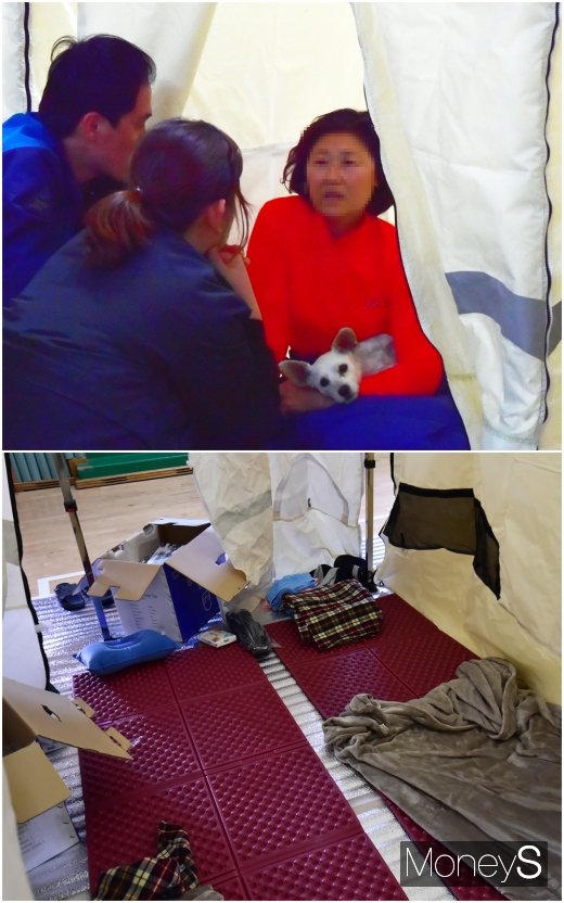 [머니S포토] 강원 산불 당시 급박한 상황 보여주는 이재민 대피소