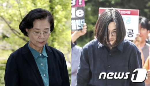 조양호 한진그룹 회장의 부인 이명희 전 일우재단 이사장(왼쪽)과 이 전 이사장의 장녀인 조현아 전 대한항공 부사장. /사진=뉴스1 이승배 기자