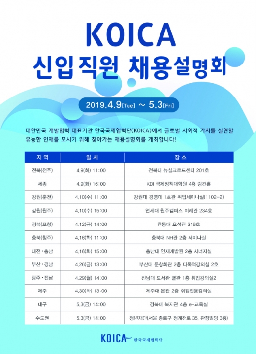 2019년 코이카 채용설명회 홍보 포스터. /사진=코이카