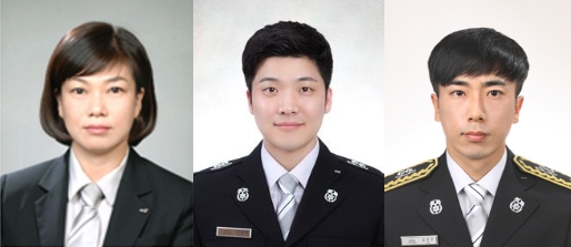 산청소방서 소속 허미영, 조현덕, 김준우(왼쪽부터)